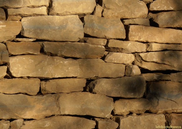 Gresos de folgueroles en un mur de sosteniment